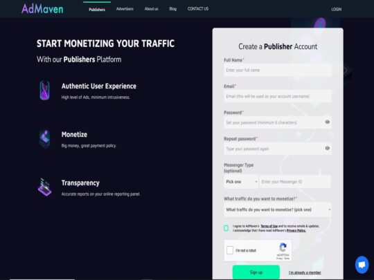 AdMaven review, a site that is one of many popular Trans Niche Ad Networks