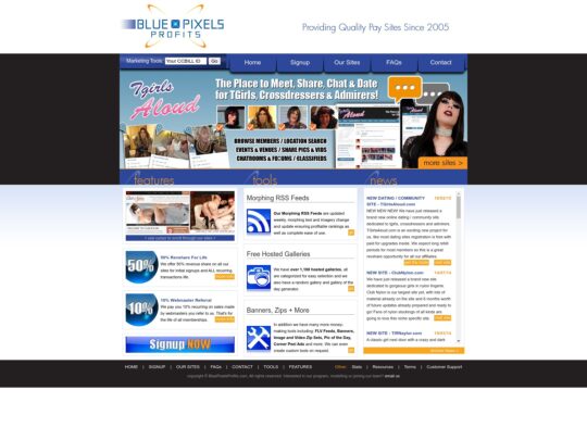 Blue Pixel Profits affiliate program, promote some of the best trans pay sites and earn 50% on every membership payment.