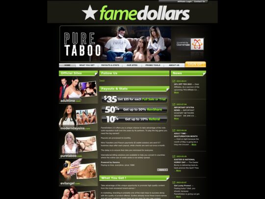 Fame Dollars, explore this affiliate programs tons of premium trans porn sites to promote and earn from