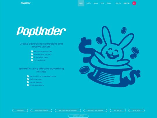 Popunder review, a site that is one of many popular Popunder Networks