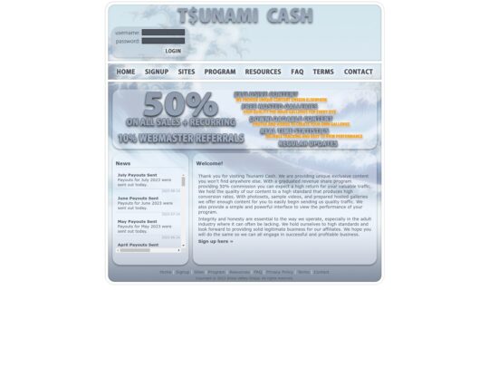 Tsunami Cash, sign up to this affiliate program and earn from promoting some of the best pay sites including their trans one.