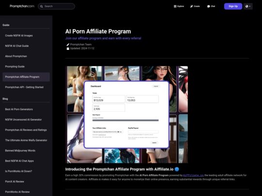 Promptchan affiliate program a high converting platform where you can share your referral link and earn 30% on all purchases.