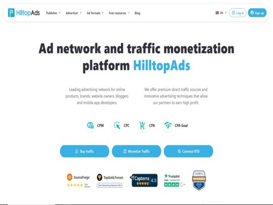 HilltopAds review, a site that is one of many popular Trans Niche Ad Networks